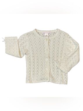Janie and Jack Grand Entrance Cream Pointelle Button-Front Cardigan 12-18 months